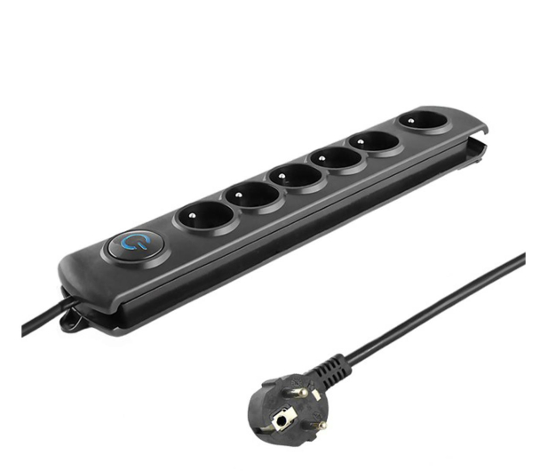 QOLTEC antyprzepięciowa - 6 gniazd, 3m, czarna - 342264 - zdjęcie